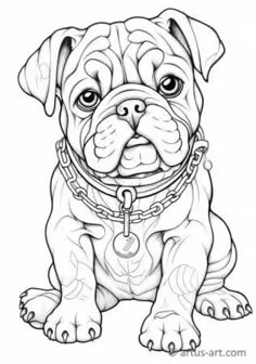 a drawing of a pug dog sitting down