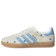 adidas originals GAZELLE Indoor Floral 'White Blue' IF4491 Adidas Gazelle Blue, Adidas Gazelle Indoor, Pretty Sneakers, Adidas Floral, Adidas Originals Gazelle, Cool Sneakers, Preppy Shoes, Adidas Athletic Shoes, 2024 Style