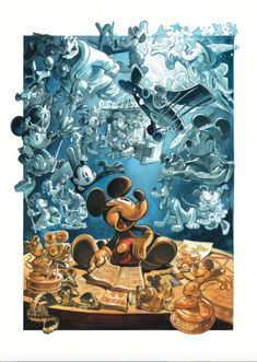 a painting of mickey mouse surrounded by other disney characters