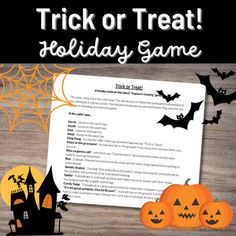 a trick or treat holiday game with pumpkins