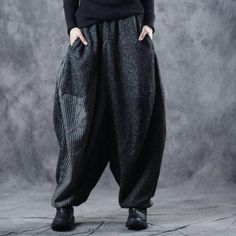 Comfortable, One of Kind. Harem online shop,|Dark Gray|Female|Harem|Elastic|Solid Color|Full Length|Patchwork|Polyester/Terylene|Street|One Size|Spring/Fall|Hand Wash Baggy Harem Pants, Plus Size Harem Pants, Pants For Woman, Black Harem Pants, 40 Fashion Women, Balloon Pants, Japanese Outfits, Comfy Fashion, Looks Style