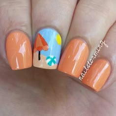 Nails Beach Themed Nails, Nail Art Designs Summer, Cute Nail Art, Beach Nails, Manicure Y Pedicure, Nail Art Summer, Fancy Nails, Creative Nails