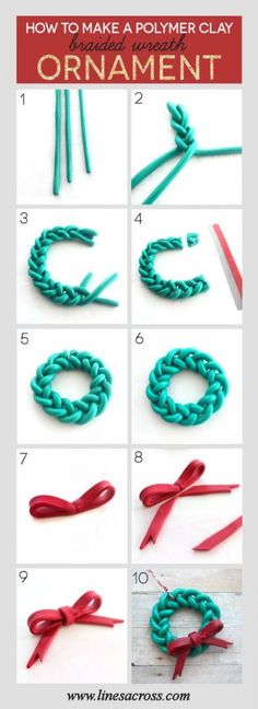 how to make a polymer clay ornament with scissors and yarn - step by step instructions