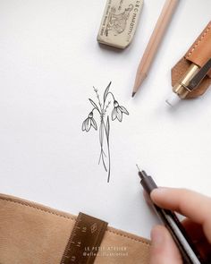 someone is drawing flowers on paper with pencils