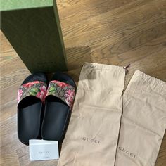 Excellent Used Condition! I Only Bought These Back In June & They Were Really Hard To Find. Size 7.5(38). Super Comfy & Cute! Comes With Slide Dust Bags,Box, Authenticity Booklets. Please Know Your Size In Gucci Shoes Prior To Purchasing Please! Purchased These At Full Price $495 Plus Tax! Pink Gucci Platform Slides, Pink Gucci Slides, Gucci Bloom Slides, Gucci Floral Slides, Gucci Floral Mules, Gucci Cushioned Slip-on Sandals, Gucci Bloom, 38 Super, Gucci Shoes