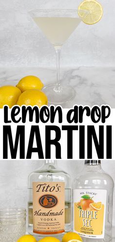 the lemon drop martini is served in a coupe glass and garnished with an orange slice