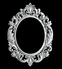 an ornate white frame on a black background