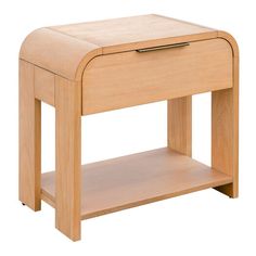 a small wooden table with one drawer open