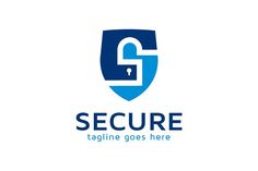 the logo for secure is shown in blue and white with an image of a padlock on