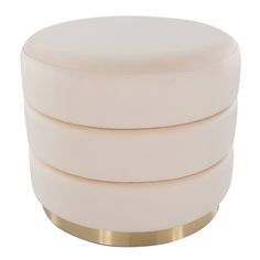 four white round stools stacked on top of each other