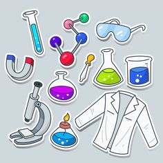 Science Elements, Labs Art, Science Icons, Hazard Sign, Stickers Collection, Science Stickers, Cell Cycle