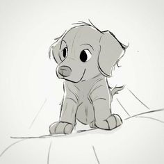 a drawing of a puppy sitting on the ground