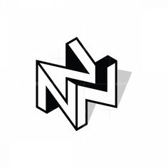 an abstract black and white logo with the letter n in it's center,