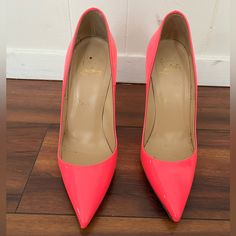 Christian Louboutin Hot Pink Heels, Very Good Condition. Size 37 And A Half Louboutin Block Heels, Hot Pink Pumps Prom, Pink Red Bottom Heels, Hot Pink Louboutin Heels, Red Sole Heels Christian Louboutin Shoes, Hot Pink Heels, Pink Heels, Christian Louboutin Shoes, Shoes Women Heels