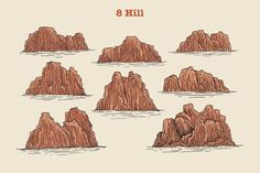 an illustrated set of rocks in the water with text that reads, lih 8