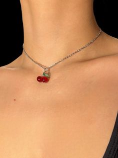 Cherry Necklace: individually beaded cherry pendant on stainless steel chain, customized to your desired length! Trendy Handmade Cherry-colored Jewelry, Trendy Ball Chain Necklace As Gift, Trendy Ball Chain Necklace For Gift, Trendy Cherry Nickel-free Jewelry, Cherry Nickel-free Trendy Jewelry, Cherry Color Trendy Nickel-free Jewelry, Trendy Red Beaded Chain Jewelry, Trendy Red Pendant Charm Necklace, Trendy Red Pendant Charm Necklaces