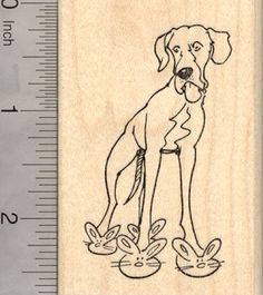 Easter Great Dane in Bunny Slippers Rubber Stamp Dog Table, Bunny Slippers, Great Dane Puppy, Pet Vet, Kinds Of Dogs, Dog Info, Dog Runs, Mythological Creatures, Wildlife Conservation