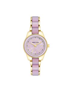 Anne Klein Gold-Tone/ Lavender Pearlescent Resin Link Bracelet Watch Chic Band, Pearl Watch, Clothes Wishlist, Trendy Watches, Jewelry Accessories Ideas, Dope Jewelry, Jewelry Clasps, Accessories Ideas, Jewelry Lookbook