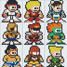 an image of pixel art with different characters