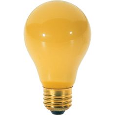 a yellow light bulb on a white background