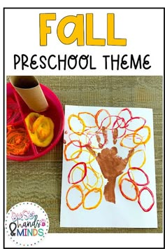 a fall preschool theme with an apple tree and handprint