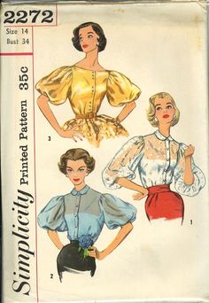 Billowy Sleeves, Beginner Sewing Patterns, Design Moda, Illustration Fashion Design, Vintage Inspired Outfits