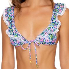 ANGEL FACE - Frilly Triangle Top – Luli Fama Neon Pastel, Bday Wishlist, Spring Break Outfit, Angel Face, Summer Bikinis, Summer Swim Suits