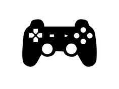 a black and white silhouette of a video game controller with four buttons on each side