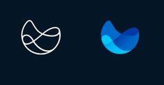 two different logos, one is blue and the other has white on black with an oval shape