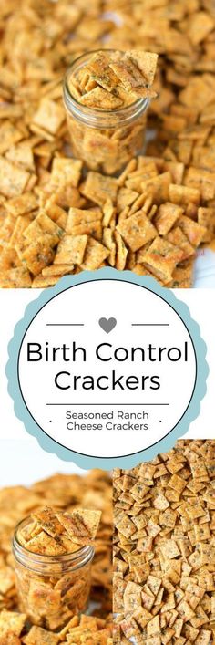 baked ranch cheese crackers are shown in three different images and the words seasoned ranch cheese crackers