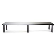 a black table with metal legs on a white background