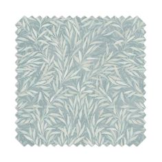 a blue and white wallpaper with leaves on the bottom, in shades of grey