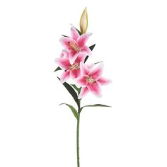 Vickerman 36'' Pink Real Touch Lily Spray - OrientalTrading.com Thyme Flower, Lily Bouquet, Stargazer Lily, Lily Tattoo, Floral Spray, White Lilies, Pink Plastic, Flower Tattoo Designs, Faux Florals