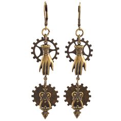 PRICES MAY VARY. Clockwork earrings reflect yesterday, today and tomorrow - part steampunk, part traditional, and fun for women of all ages Reclaimed brass gears are accented with hands, wheels, and lyre shapes of brass with an antiqued finish Brass leverbacks 3" length Handmade in the USA Featuring an eclectic assortment of components, the clockwork earrings reflect yesterday, today and tomorrow - part steampunk, part traditional, and fun for women of all ages! Reclaimed brass gears are accented with hands, wheels, and lyre shapes of brass with an antiqued finish. The 3" dangles are handmade in California with brass leverbacks. Hands Of Time, Antique Finish, Made In The Usa, Dangle Earrings, Jewelry Earrings, Women Jewelry, California, Brass, Drop Earrings