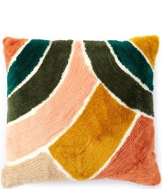 a multicolored pillow on a white background