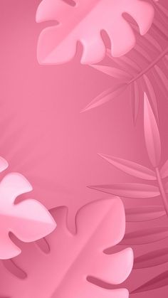 an abstract pink background with leaves and plants on the bottom right corner, in shades of pink