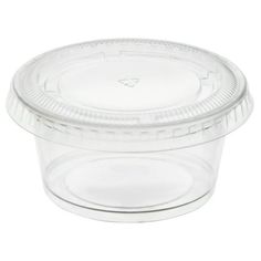 clear plastic container with lid on white background