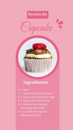 the recipe for cupcakes is displayed on a pink background