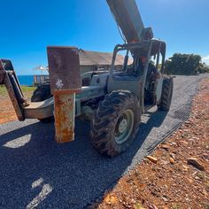 a large truck is parked on the side of the road