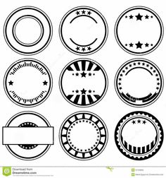 a set of black and white circular badges with stars - decorative objects clippings