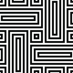 an abstract black and white pattern with horizontal lines in the center, which are interlocked to form rectangles