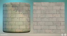 two different views of a brick wall, one in grey and the other in white