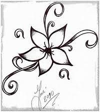 a black and white drawing of a flower