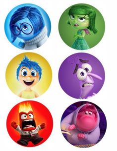 four different cartoon characters are shown in the same circle