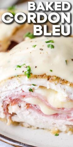 baked cordon bleu sandwich on a plate