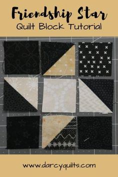 a quilt block with the words,'friends star quilt block pattern'in black and white