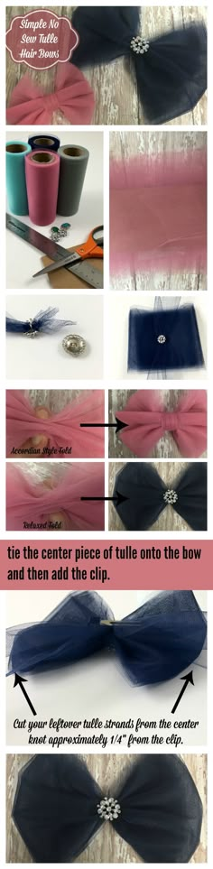 the instructions for how to make a bow tie with ribbon and satin material on it