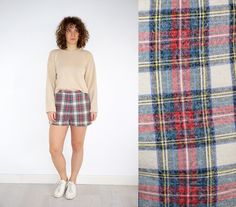 90's vintage women's red plaid fuzzy shorts. it has lining inside. Material: 66% polyester, 34% viscose Size: L DETAILS Best fits: Large (Note: We only have ONE in stock. If more than one size is listed it is because this item will work on a range of sizes. Check measurements for exact fit.) Condition: Great vintage. MEASUREMENTS Taken from seam to seam while the garment is lying flat. Double the garments width ( from armpit to armpit), Hips and waist are measured around. Measurements: waist: 31 Vintage Plaid Summer Bottoms, Pajama Shorts Plaid, Plaid Bottoms With Built-in Shorts For Summer, Fuzzy Shorts, Retro Plaid Mini-length Bottoms, Retro Plaid Mini Skirt, Womens Plaid, Red Plaid, Lady In Red