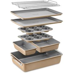 three pans stacked on top of each other