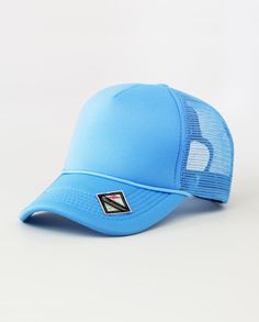 55% Polyester, 45% Plastic Imported Spot Clean String Point on Front One size fit most, there is adjustable snapback. Adjustable Solid Color Snapback Trucker Hat, Adjustable Blue Trucker Hat, Adjustable Solid Color Trucker Baseball Cap, Adjustable Solid Color Trucker Hat Baseball Cap, Blue Adjustable Trucker Hat, Blue Fitted Hat With Curved Bill For Streetwear, Casual Blue 5-panel Trucker Hat, Adjustable Solid Color Trucker Hat With Curved Bill, Adjustable Solid Trucker Hat With Curved Bill